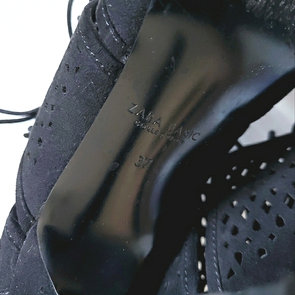 Zara High Heels Sandals Cage Lace Up Strappy Heeled Shoes Black 6.5 - Picture 8 of 8